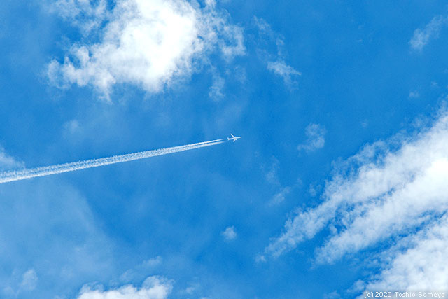 飛行機雲一直線！